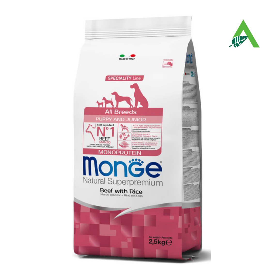 ALL BREEDS PUPPY/JUNIOR MONOPROTEICO MANZO CON RISO KG 12 MONGE