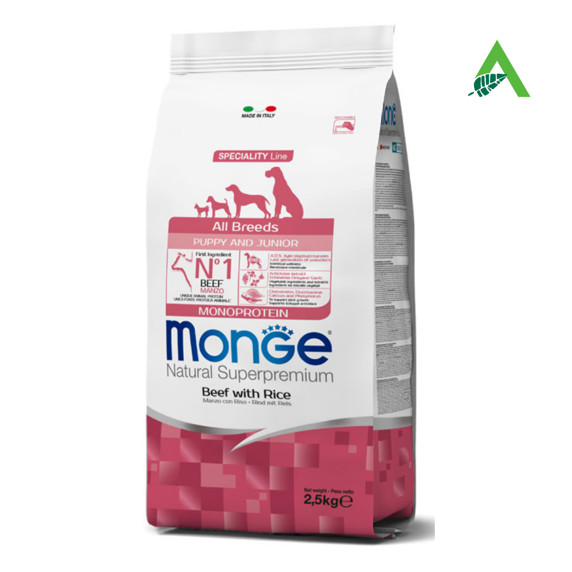 ALL BREEDS PUPPY/JUNIOR MONOPROTEICO MANZO CON RISO KG 2,5 MONGE