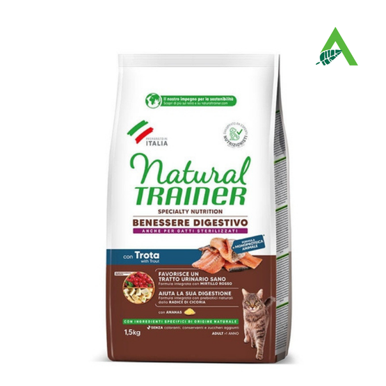 CAT BENESSERE DIGESTIVO ADULT TROTA KG 1,5 NATURAL TRAINER