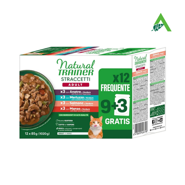 CAT ADULT 12X85 G STRACCETTI ANAT/MERL/SAL/MAN NATURAL TRAINER