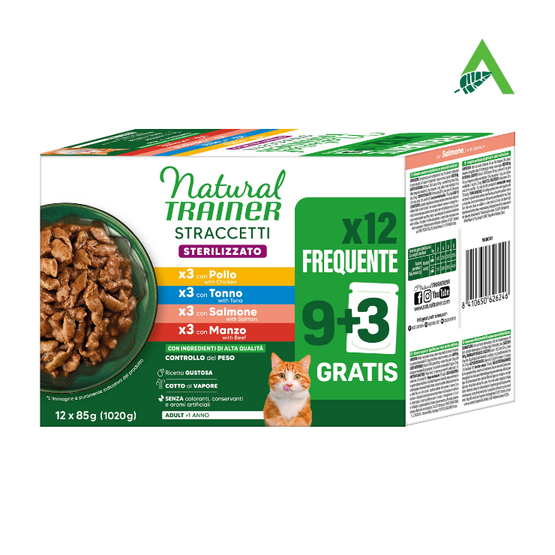 CAT STERILIZZATO 12X85 G STRACCETTI POL/TON/SAL/MAN NATURAL TRAINER