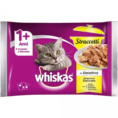 WHISKAS STRACCETTI 4X85 GR SELEZIONE DELICATA