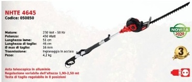 TAGLIASIEPI ELETTRICO TELESCOPICO NOVATEC NHTE4645