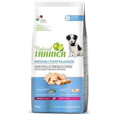 DOG MEDIUM PUPPY E JUNIOR POLLO KG.12  NATURAL TRAINER