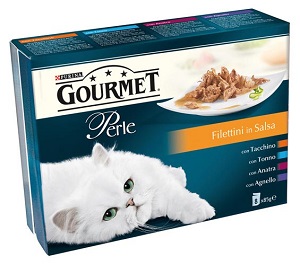 GOURMET PERLE 4X85 GR ANATRA/AGNELLO/TACCHINO/TONNO