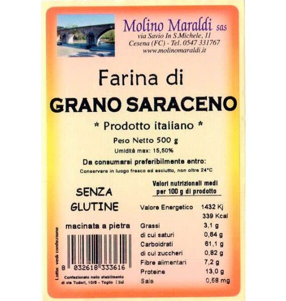 FARINA GRANO SARACENO SENZA GLUTINE GR. 500 MARALDI