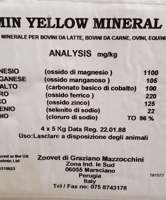 MANGIME MINERALE PER BOVINI,OVINI,SUINI,CERVIDI BELMIN YELLOW BLOCK kg 5