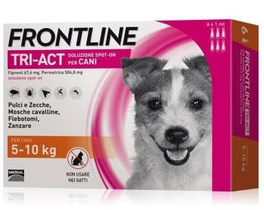 FRONTLINE CANE  5/10 KG. TRI-ACT 6 PIPETTE DA 1 ML