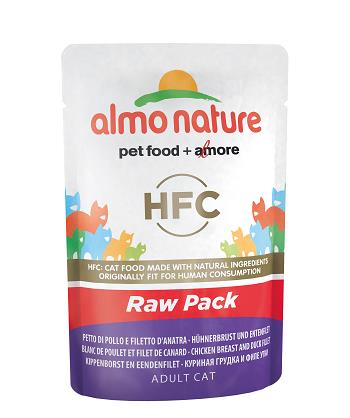 HFC RAW PACK CATS 55G PETTO DI POLLO E FILETTO DI ANATRA ALMO NATURE