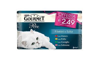 GOURMET PERLE 4X85G MANZO/POLLO/CONIGLIO/SALMONE