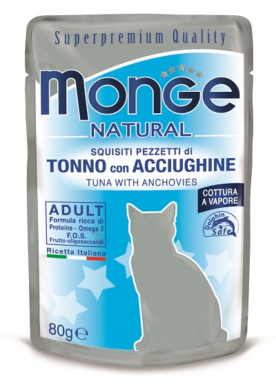 NATURAL BUSTE GATTO G 80 TONNO E ACCIUGHINE MONGE