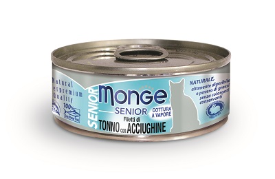 GATTO LATTINA 80 G TONNO E ACCIUGHINE SENIOR MONGE