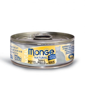 GATTO LATTINA G 80 NATURAL TONNO E PETTO POLLO CON MAIS MONGE