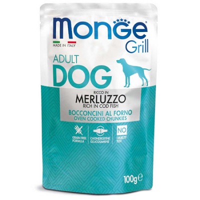DOG GRILL 100G MERLUZZO MONGE