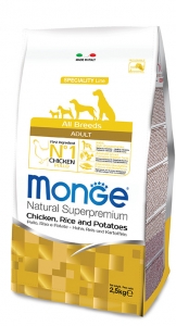 DOG ALL BREEDS KG 2,5 POLLO,RISO E PATATE MONGE
