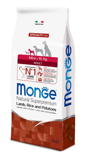 DOG MINI ADULT AGNELLO,RISO,PATATE KG 7,5 MONGE