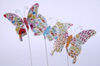 FARFALLE METALLO CON FIORI CM.9X9 CM.30