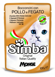 BUSTA GATTO G 100 POLLO E FEGATO SIMBA