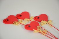CUORE DI LEGNO CON COCCINELLA E RAFFIA  S/48 CM.4 L.