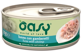 WET CAT SPEC. NATURALI TONNO CON GAMBERETTI LATTINA 150 G OASY