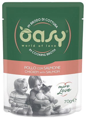 WET CAT MORE LOVE BUSTA 70 G POLLO CON SALMONE ROSA OASY