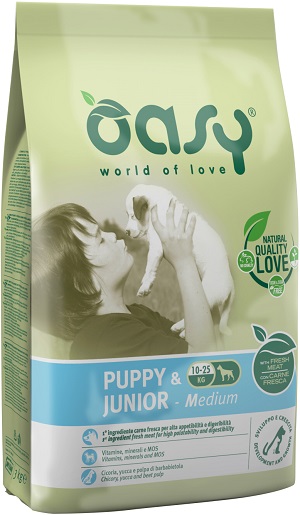 DRY DOG PUPPY E JUNIOR MEDIUM KG 3 POLLO OASY