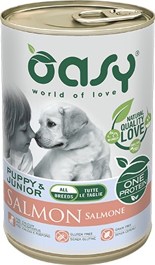 WET DOG ONE PUPPY MEDIUM/LARGE SALMONE LATTINA 400 GR OASY