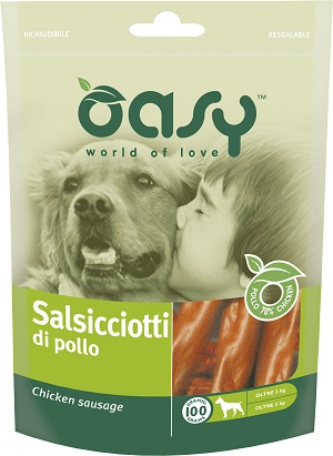 SNACK DOG SALSICCIOTTI DI POLLO BUSTA 100 G OASY