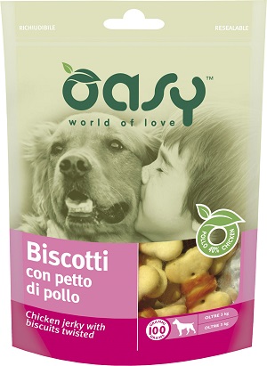 SNACK DOG BISCOTTI CON PETTO DI POLLO BUSTA 100 G OASY
