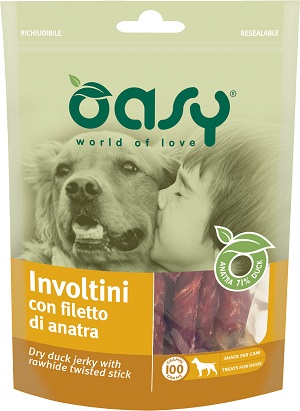 SNACK DOG INVOLTINI CON FILETTO DI ANATRA 100 G OASY