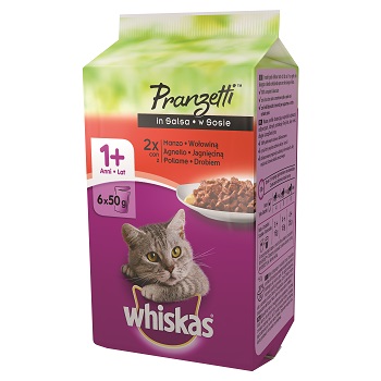 WHISKAS PRANZETTI 1+ 6X50 G CARNI MISTE