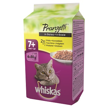 WHISKAS 6X50 G PRANZETTI CARNI BIANCHE 7+