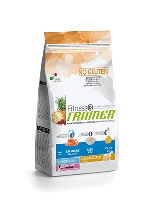 JUNIOR MED/MAXI KG 12,5 NO GLUTEN SALMONE TRAINER FITNESS 3
