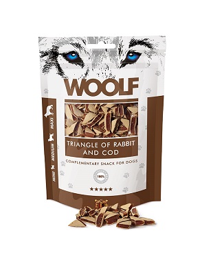 TRIANGOLINI DI CONIGLIO E MERLUZZO 100 GR WOOLF