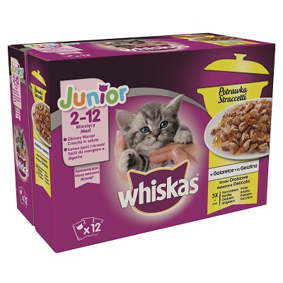 WHISKAS STRACCETTI JUNIOR DELICATO 12 BUSTE X 85 GR.