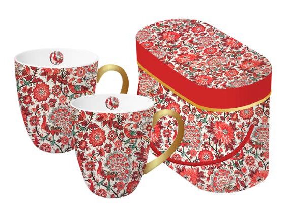 SET 2 MUG PORC.PAVONE ROSSO