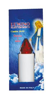 LUMINO ELETTRICO CANDELA 30X95 BIANCO/ROSSO 1 ANNO CERERIA UMBRA