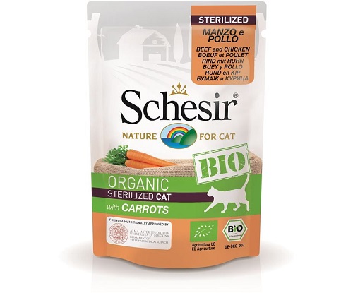 CAT BIO STERILIZED MANZO E POLLO CON CAROTE G 85 SCHESIR