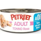 A08 CAT ADULT TONNO ROSA CON PESCE BIANCO GR 70 PETREET