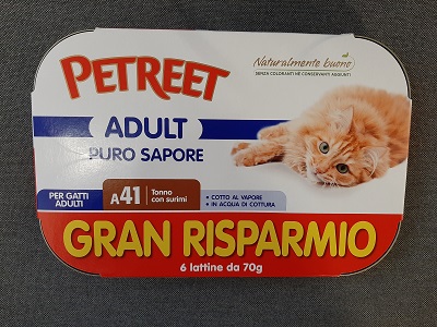 A 41 PURO SAPORE TONNO CON SURIMI 6X70 G PETREET