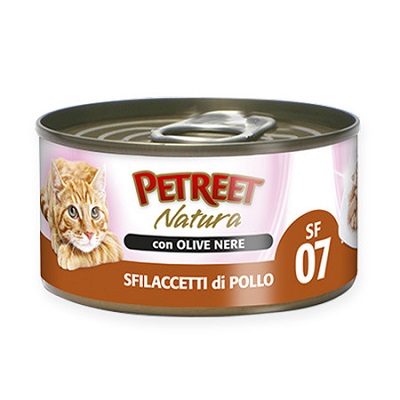 A25 CAT ADULT SFILACCETTI POLLO CON OLIVE NERE GR 70 PETREET