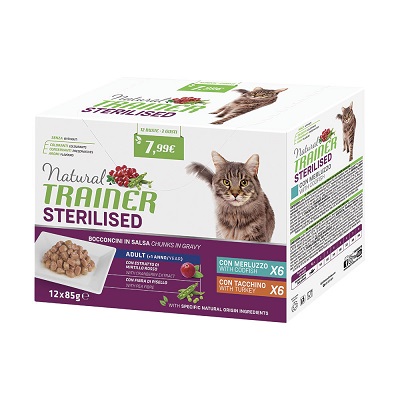 CAT STERILISED BUSTE MULTIPACK 12X85 GR NATURAL TRAINER