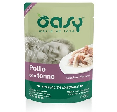 WET CAT SPEC. NATURALI POLLO CON TONNO BUSTA 70 OASY