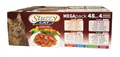 CAT STERILIZED PACK PZ.48 12X4(VITELLO,TACCHINO,OCA E ANATRA,CONIGLIO) STUZZY