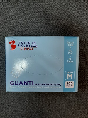 GUANTI IN FILM PLASTICO BIANCHI MONOUSO PZ 200 TG. M