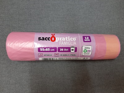 SACCO RIFIUTI 55X65 PZ 12 ROSA