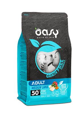 DRY DOG GRAIN FREE ADULT MEDIUM/LARGE PESCE KG 12 OASY