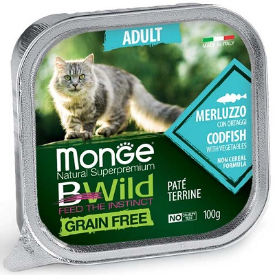 BWILD CAT ADULT MERLUZZO CON ORTAGGI GR 100 MONGE
