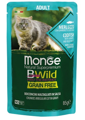 BWILD BUSTA ADULT MERLUZZO CON GAMBERETTI E ORTAGGI GR 85 MONGE