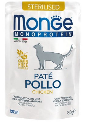 MONOPROTEICO BUSTA CAT STERILISED POLLO GR 85 MONGE